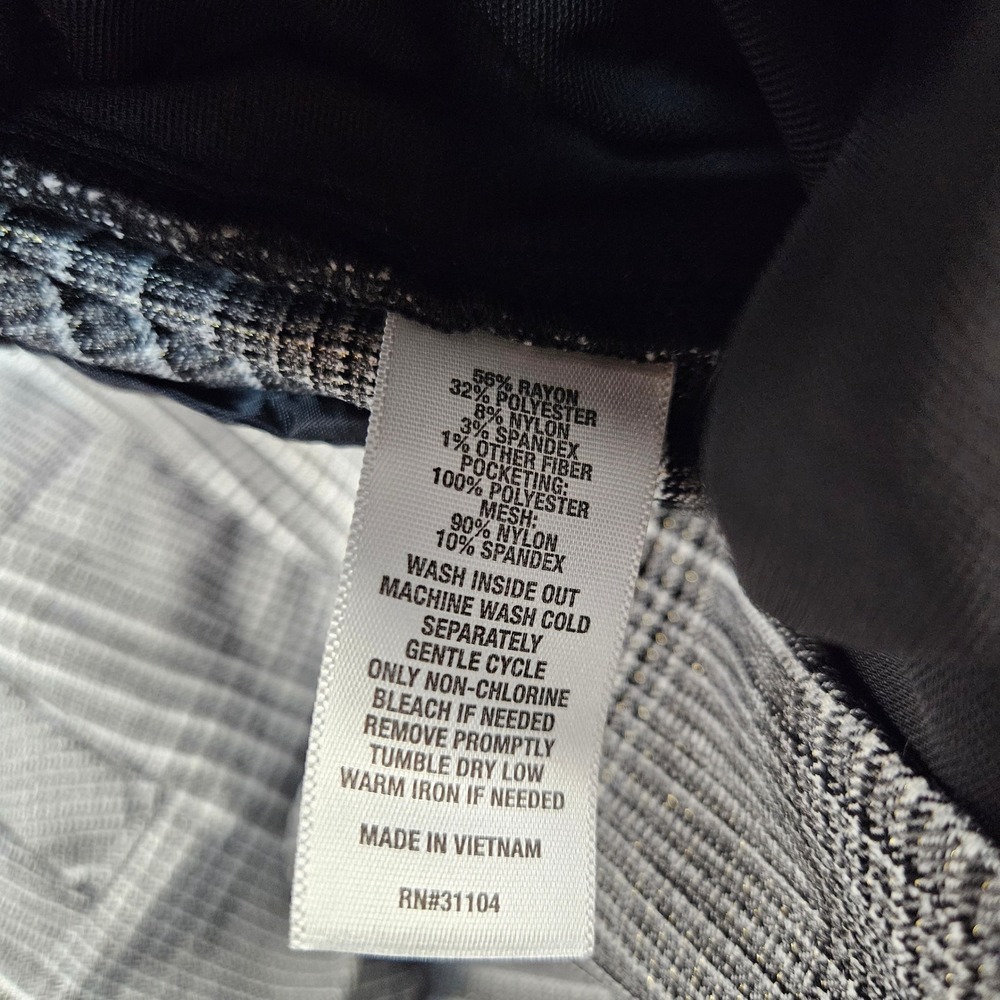 Kim Rogers Millennium Tummy Control Straight Leg Plaid Pants Black White Size 10 - Picture 7 of 11
